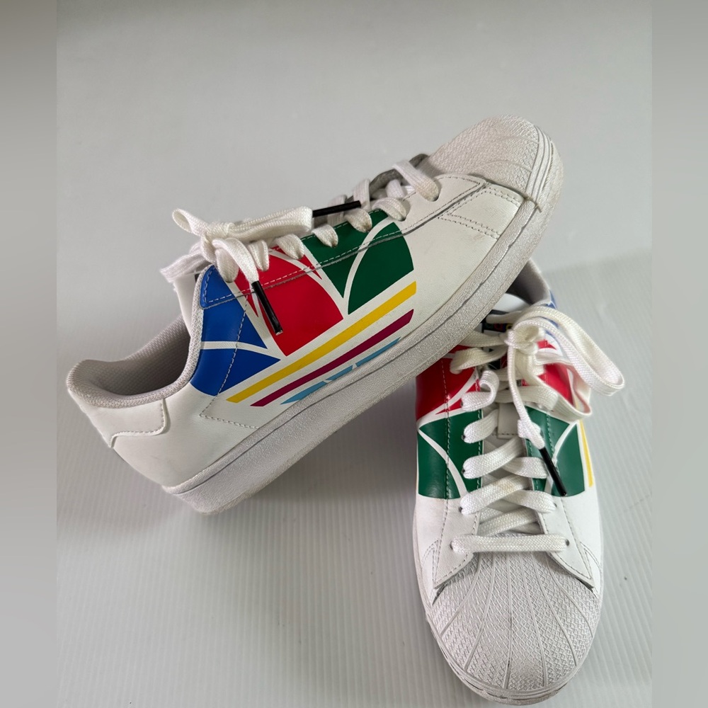 Adidas Superstar Pure Shoes Large Adidas Logo Colorfoil Trifoil Size 7